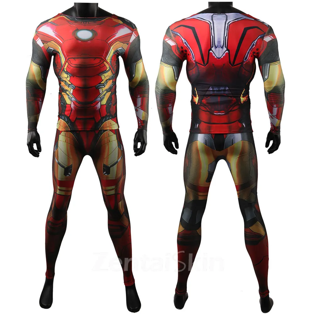 Second Skin Iron Man Long-sleeved Iron Man Sports Muscles Costume Sports Suit Halloween Cosplay Zentai Costume
