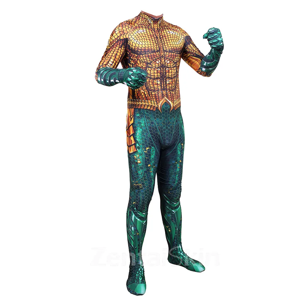 Second Skin Aquamandc Aquaman Bodysuit Cosplay Zentai Costume Halloween Cosplay Zentai Costumes