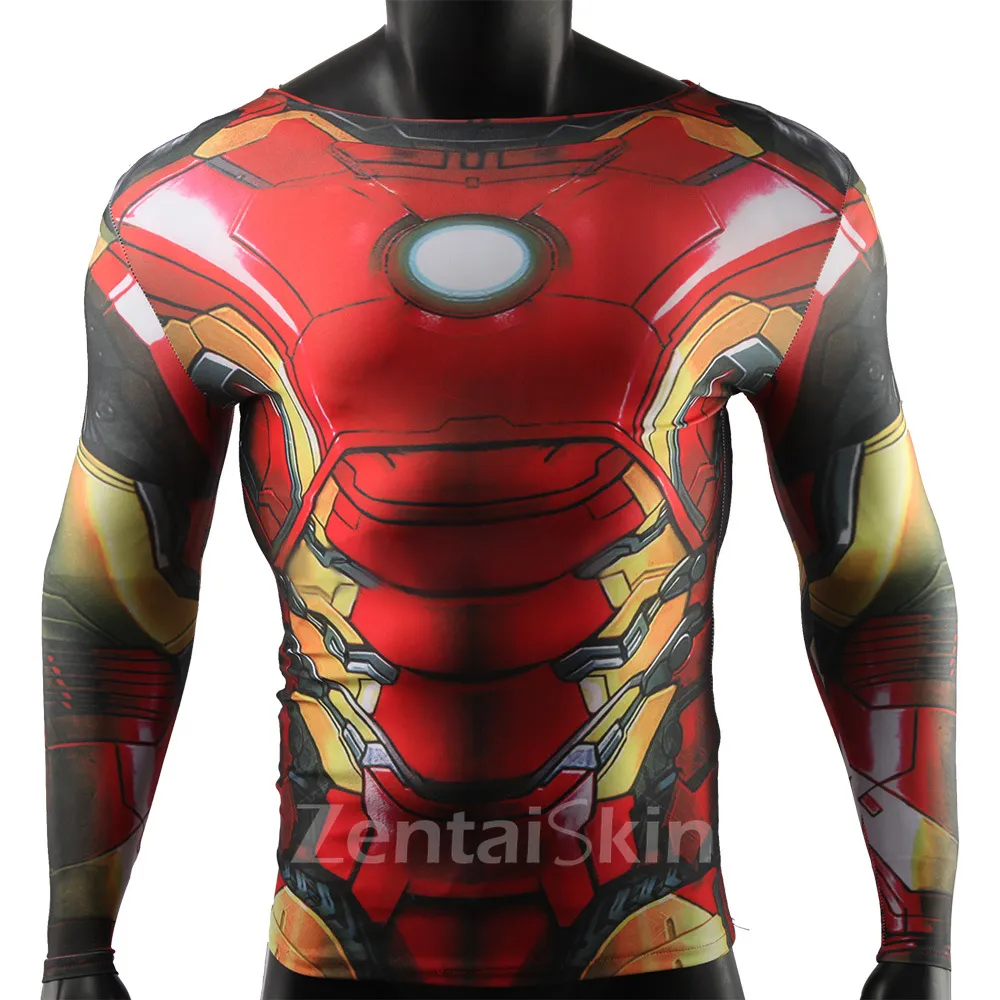 Second Skin Iron Man Long-sleeved Iron Man Sports Muscles Costume Sports Suit Halloween Cosplay Zentai Costume