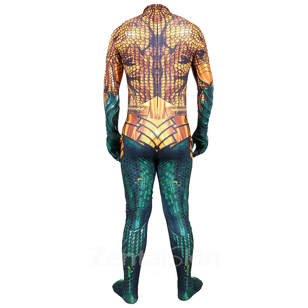 Second Skin Aquamandc Aquaman Bodysuit Cosplay Zentai Costume Halloween Cosplay Zentai Costumes