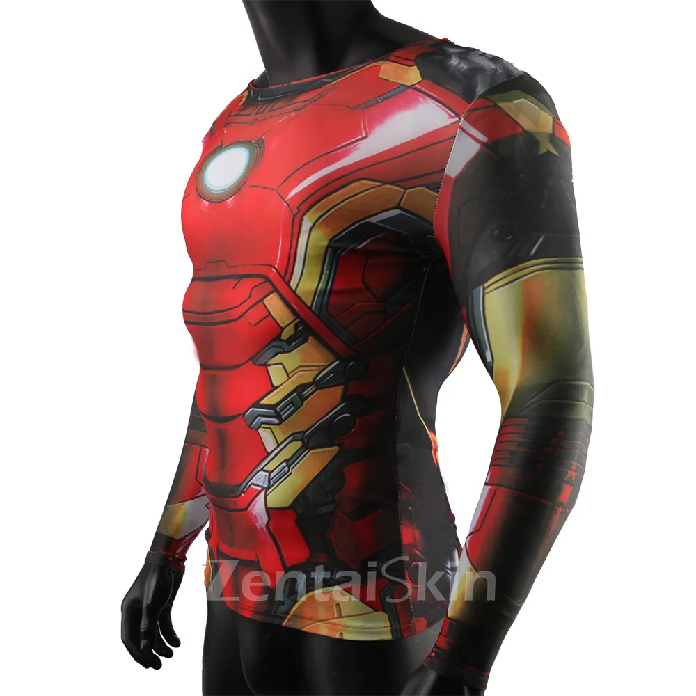 Second Skin Iron Man Long-sleeved Iron Man Sports Muscles Costume Sports Suit Halloween Cosplay Zentai Costume