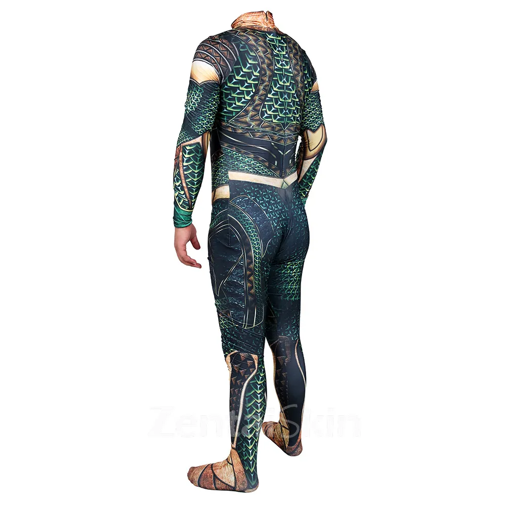 Second Skin Aquamandc Aquaman Bodysuit Cosplay Zentai Costume Halloween Cosplay Zentai Costumes