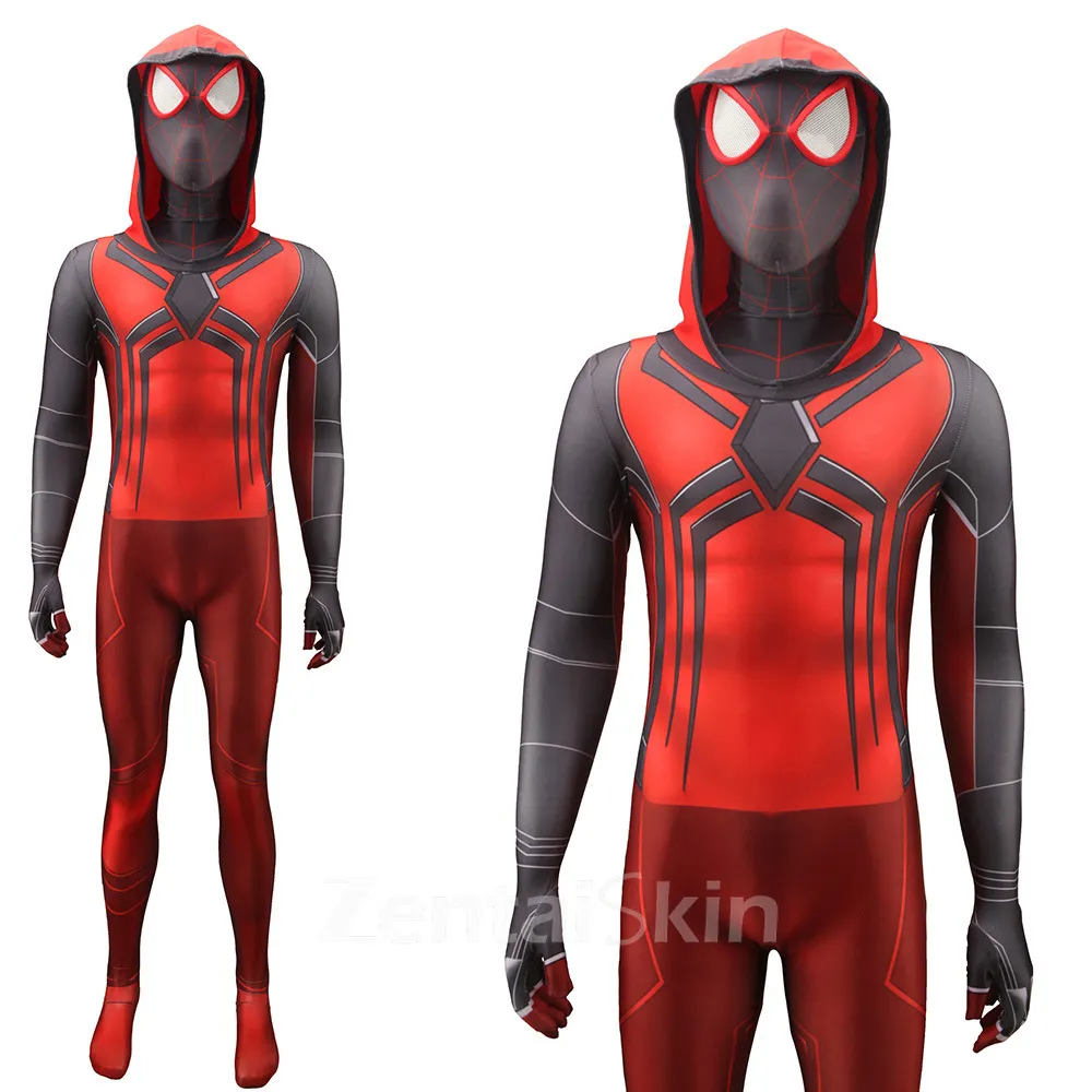 Zentai Second Skin PS5 Miles Morales Red Hat Hood Hood