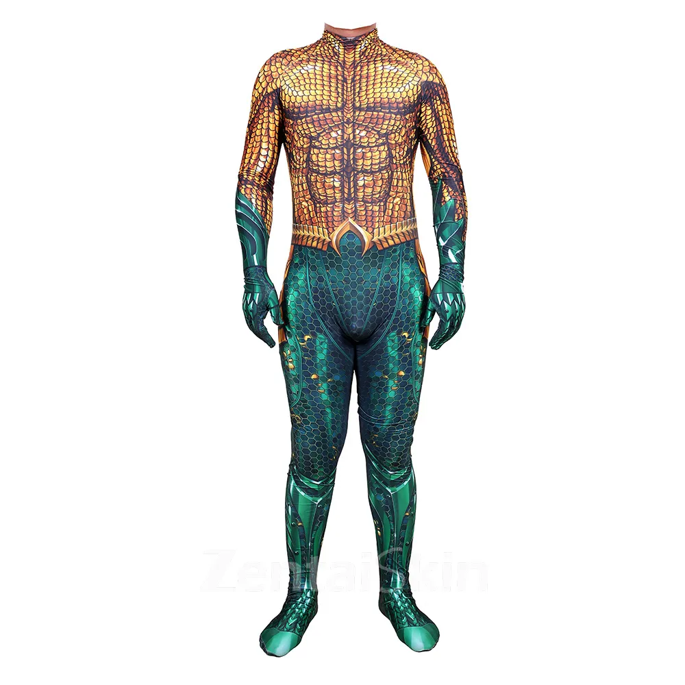 Second Skin Aquamandc Aquaman Bodysuit Cosplay Zentai Costume Halloween Cosplay Zentai Costumes