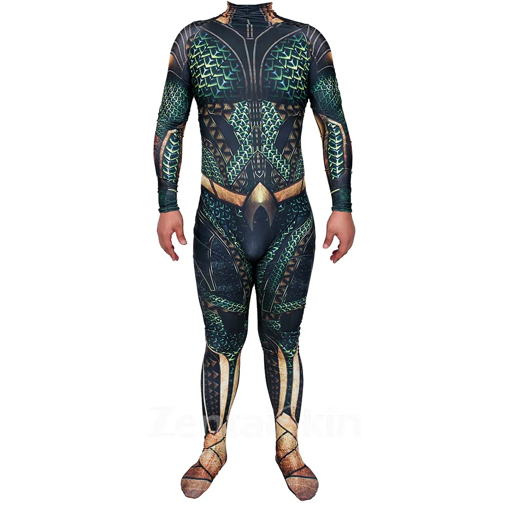 Second Skin Aquamandc Aquaman Bodysuit Cosplay Zentai Costume Halloween Cosplay Zentai Costumes