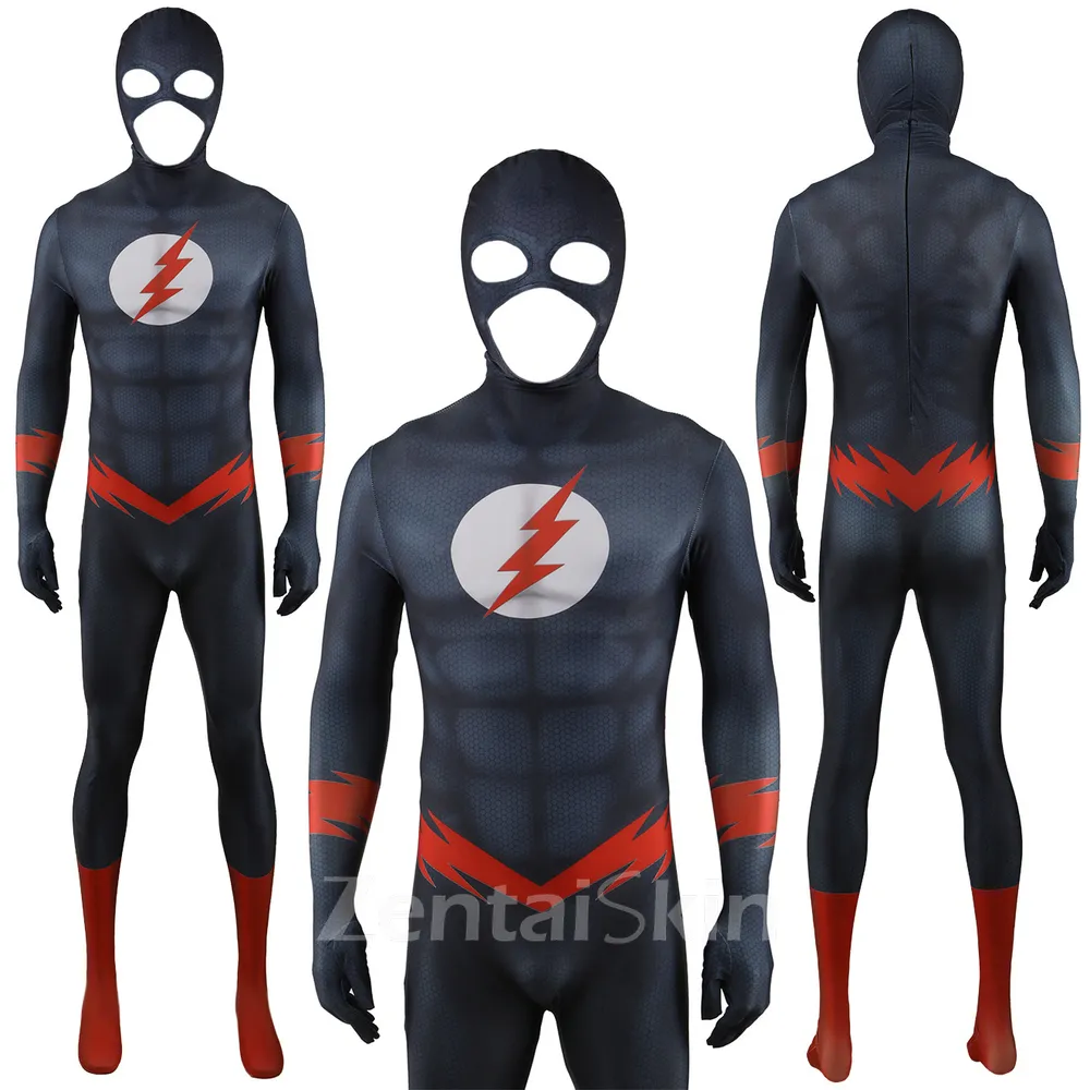 Second Skin DC Flash Costume Cosplay Zentai Halloween Costume the Flash Black