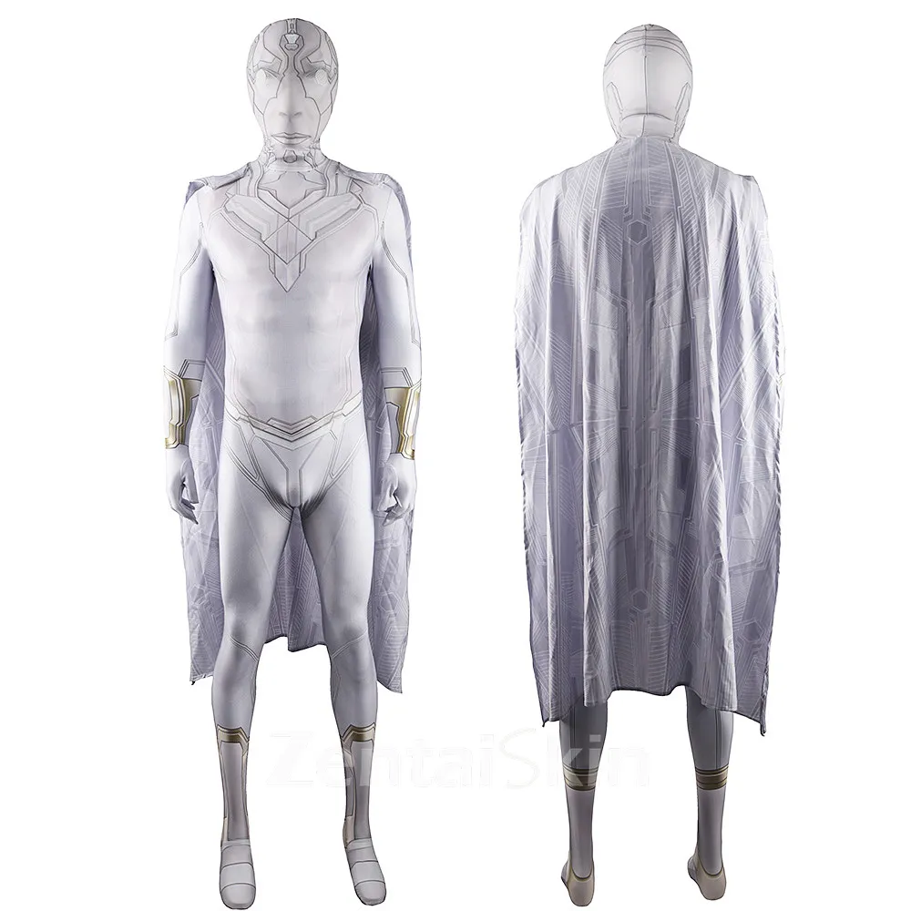 Zentai Second Skin Halloween Wanda Vision Vision White Vision Pearl White Tights Battle Costume