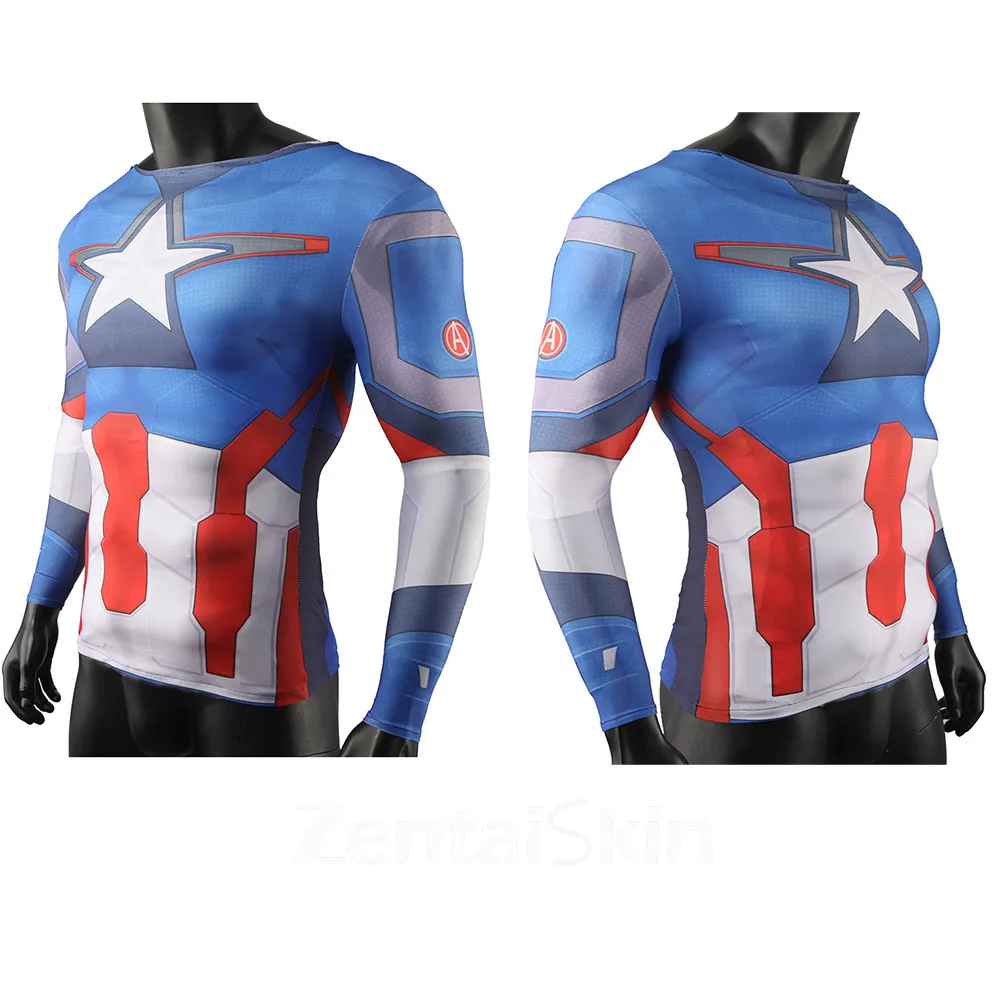 Second Skin Captain America Cosplay Zentai Costume Tights Sportswear Muscles Costumes Halloween Cosplay Zentai