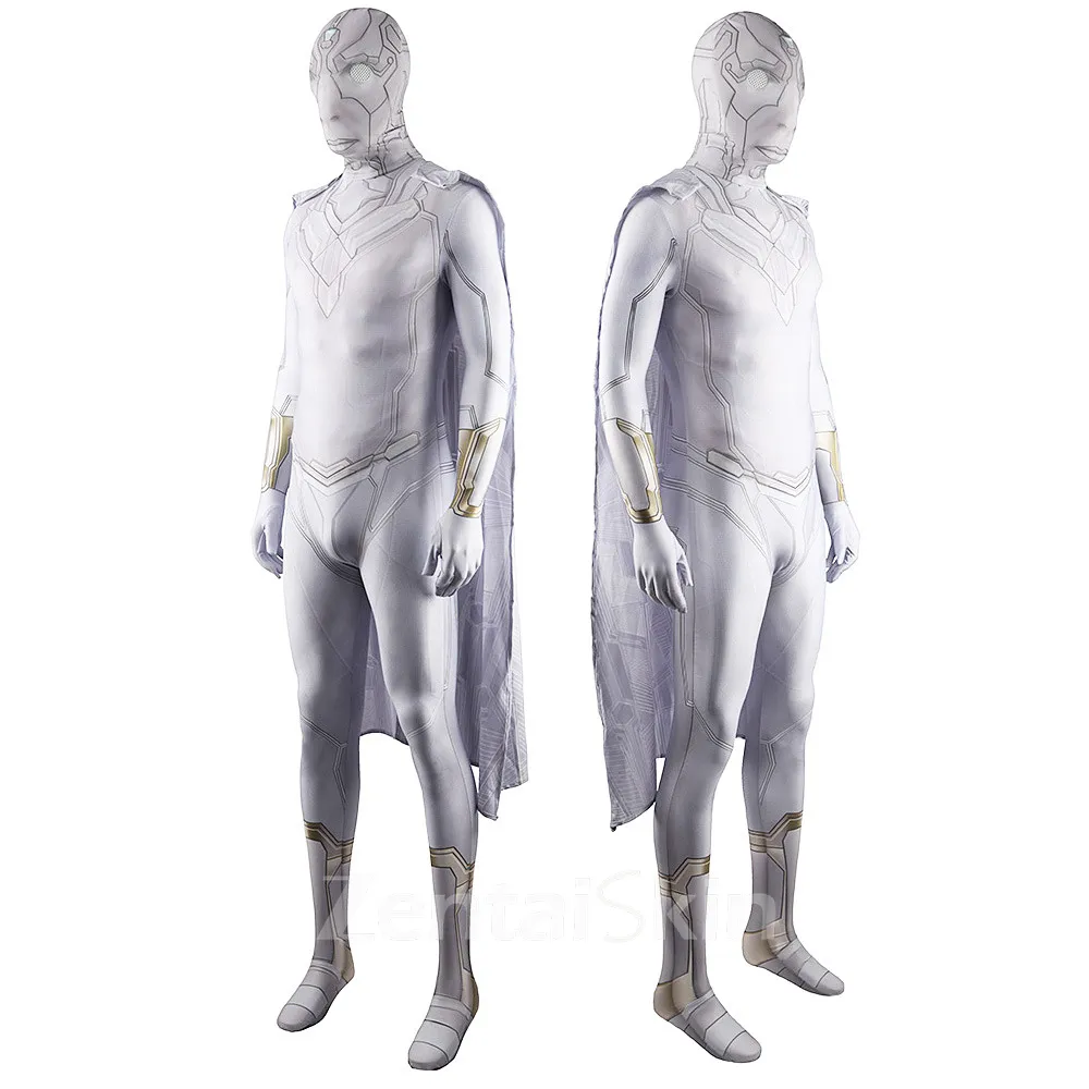 Zentai Second Skin Halloween Wanda Vision Vision White Vision Pearl White Tights Battle Costume