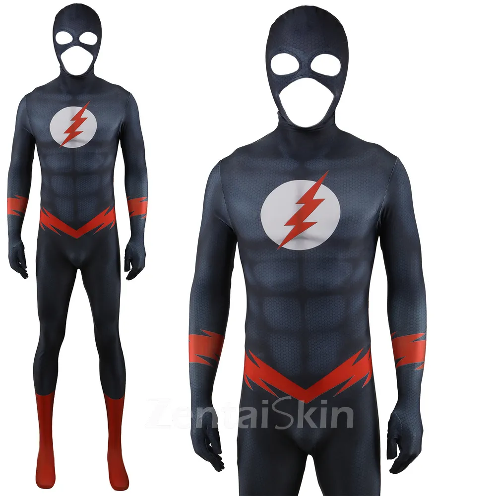 Second Skin DC Flash Costume Cosplay Zentai Halloween Costume the Flash Black