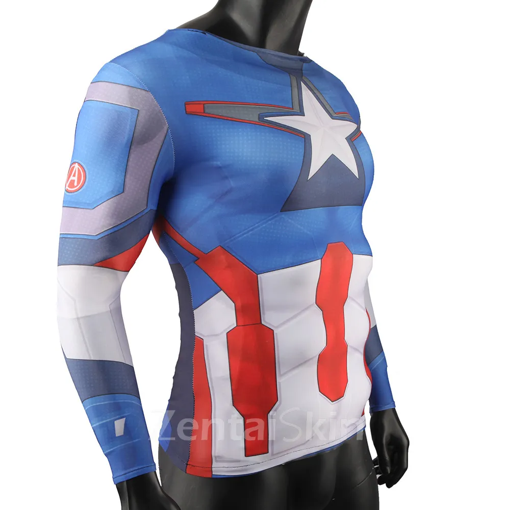 Second Skin Captain America Cosplay Zentai Costume Tights Sportswear Muscles Costumes Halloween Cosplay Zentai
