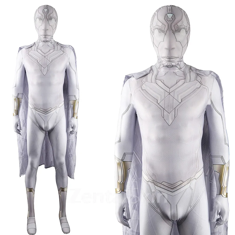 Zentai Second Skin Halloween Wanda Vision Vision White Vision Pearl White Tights Battle Costume