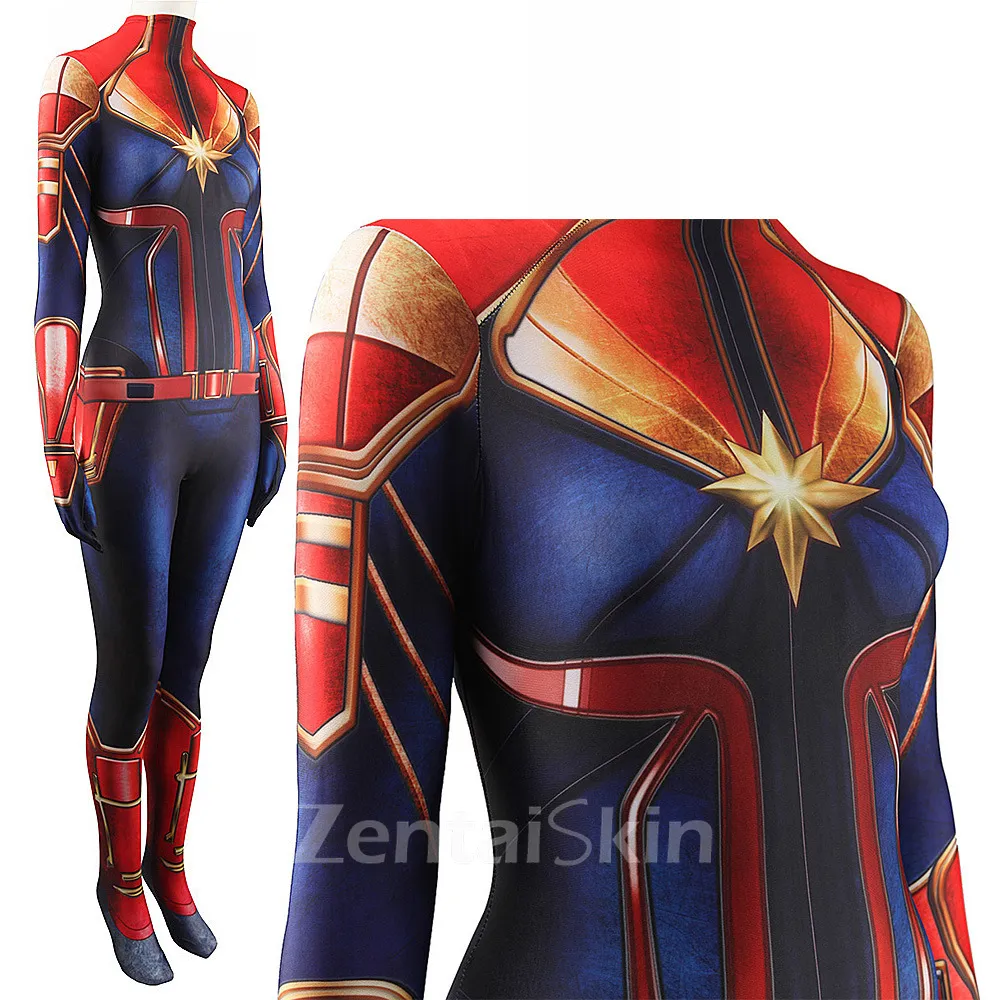 Zentai Second Skin Captain Marvel Cos Leotards Captain Marvel Costumes Captain Marve Costumes