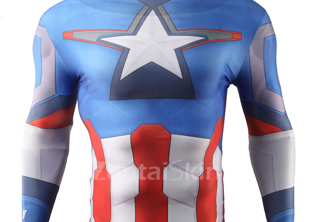 Second Skin Captain America Cosplay Zentai Costume Tights Sportswear Muscles Costumes Halloween Cosplay Zentai