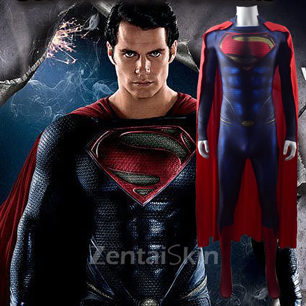 Second Skin Superman Costume Superman Man of Steel Halloween Costume Cosplay Zentai Costume