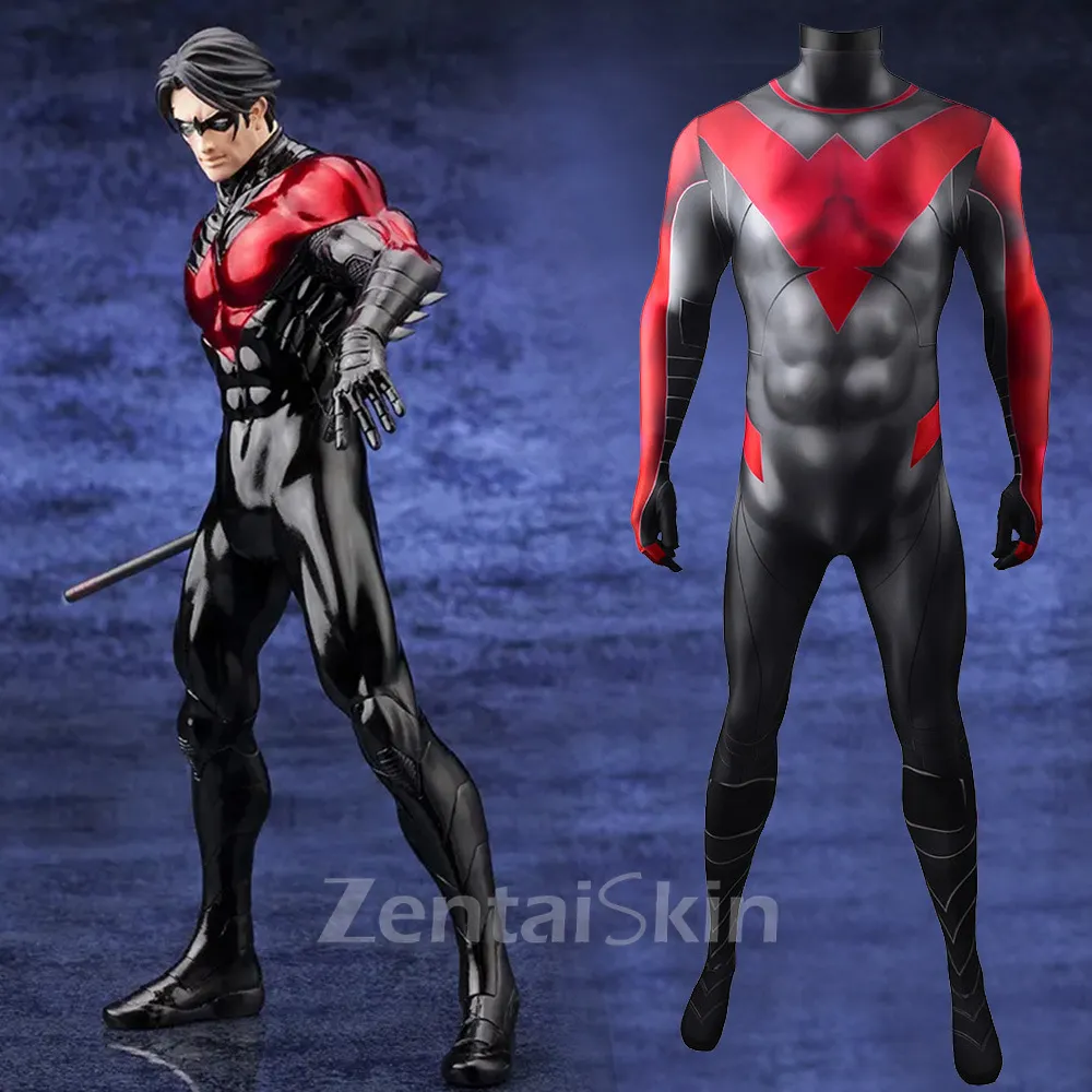Zentai Second Skin DC Gotham Knights Nightwing Red Nightwing One-piece Tights Costumes