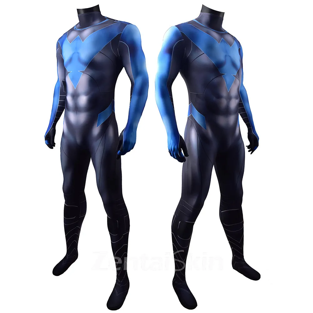 Second Skin DC Comics Hero Nightwing Blue Nightwing Cosplay Zentai Costumes Tights Costumes