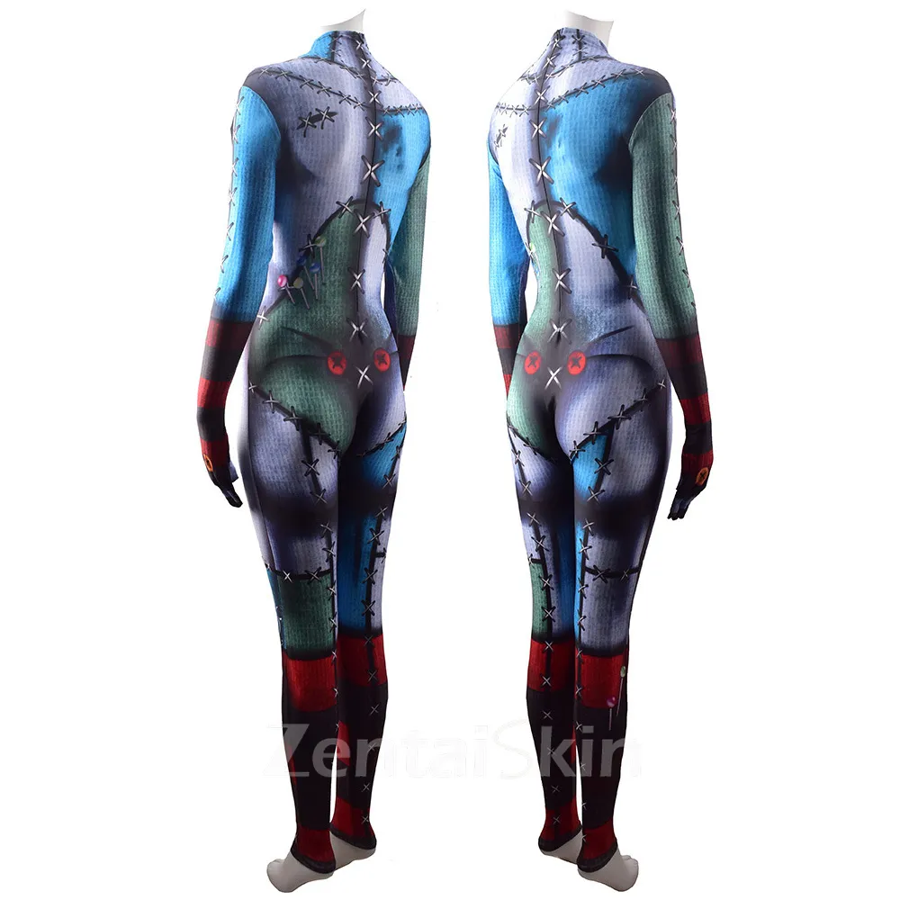 Second Skin Halloween Cosplay Zentai Costume Voodoo Doll Cosplay Zentai Costume Halloween Stage Costumes Cosplay Zentai Bodysuits