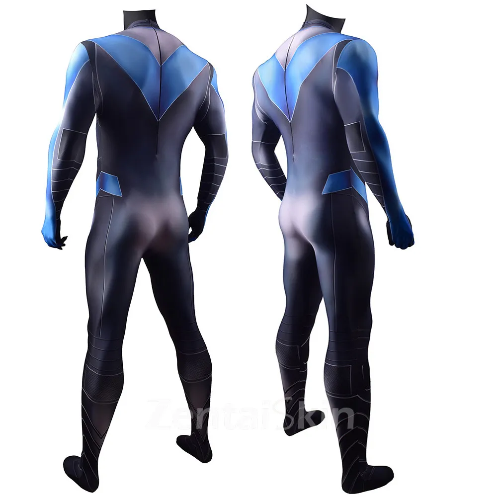 Second Skin DC Comics Hero Nightwing Blue Nightwing Cosplay Zentai Costumes Tights Costumes