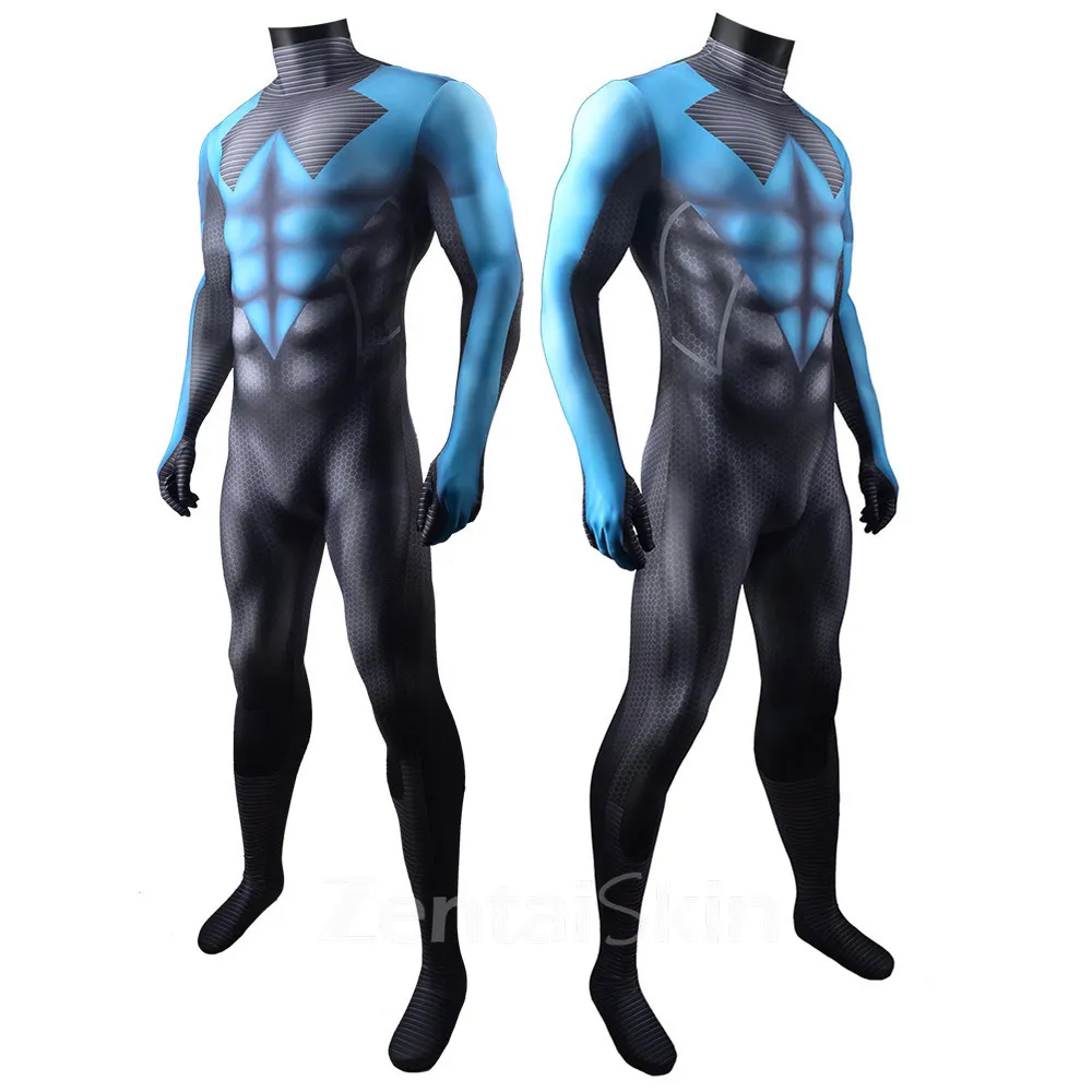 Second Skin Nightwing Blue Nightwing Cosplay Zentai Costume Bodysuit