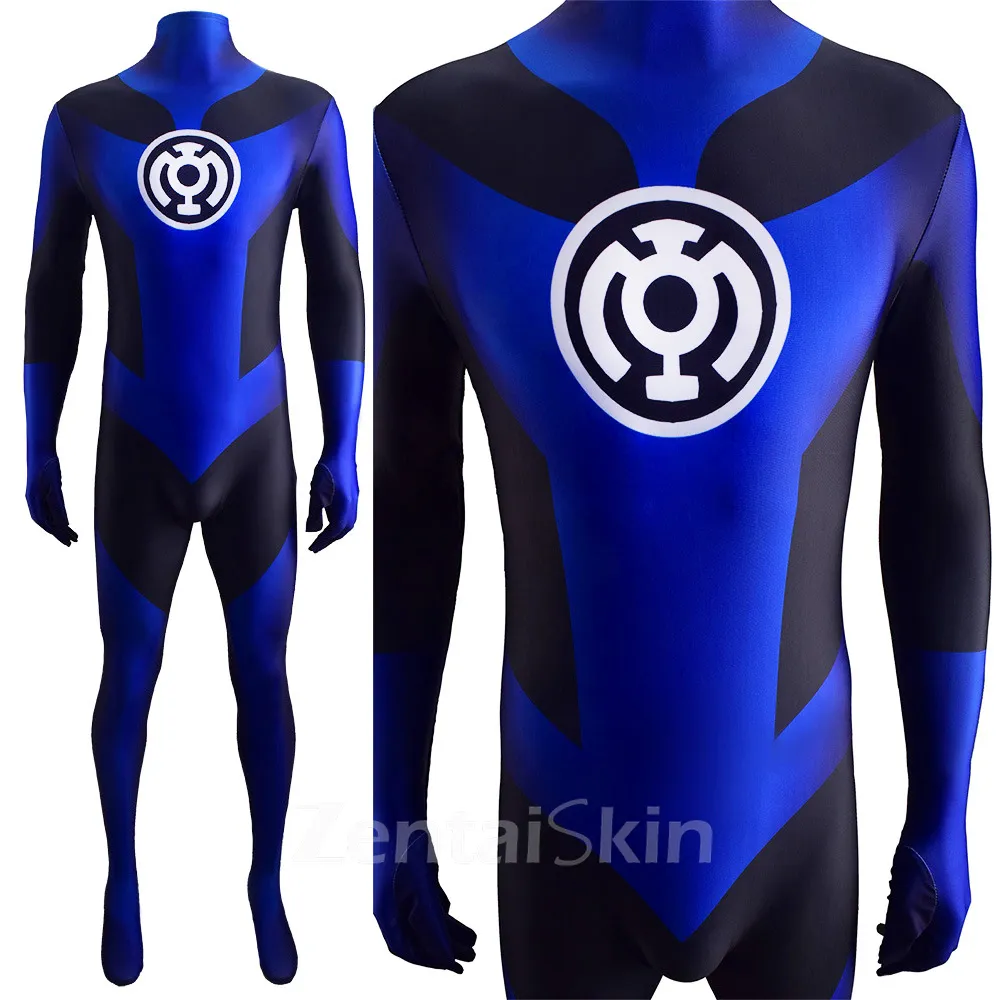 Second Skin DC Comics Blue Lantern Corps Blue Lantern Costume Cosplay Zentai Costume Blue Lantern Costume