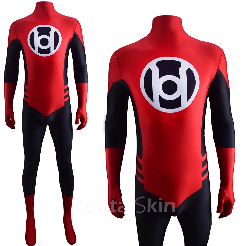 Second Skin DC Comics Red Lantern Corps Cosplay Zentai Costume Red Lantern Corpsl Jumpsuit