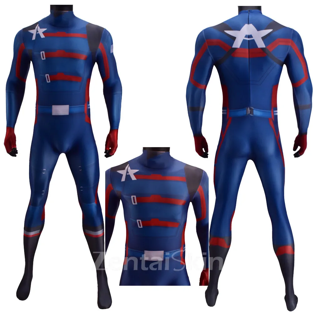 Second Skin Captain America Costume Captain America Cosplay Zentai Costume Film and Tv Cosplay Zentai Costume All Wrapped Tights