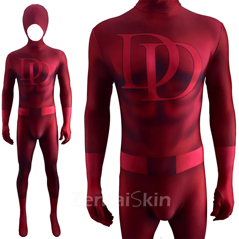 Second Skin Daredevil Cosplay Zentai Jumpsuit Halloween Cos Show Costumes