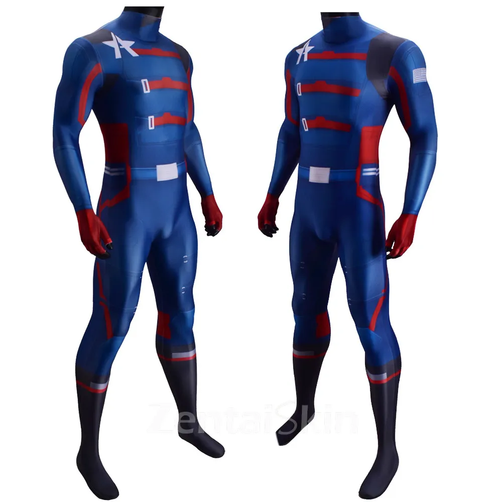 Second Skin Captain America Costume Captain America Cosplay Zentai Costume Film and Tv Cosplay Zentai Costume All Wrapped Tights
