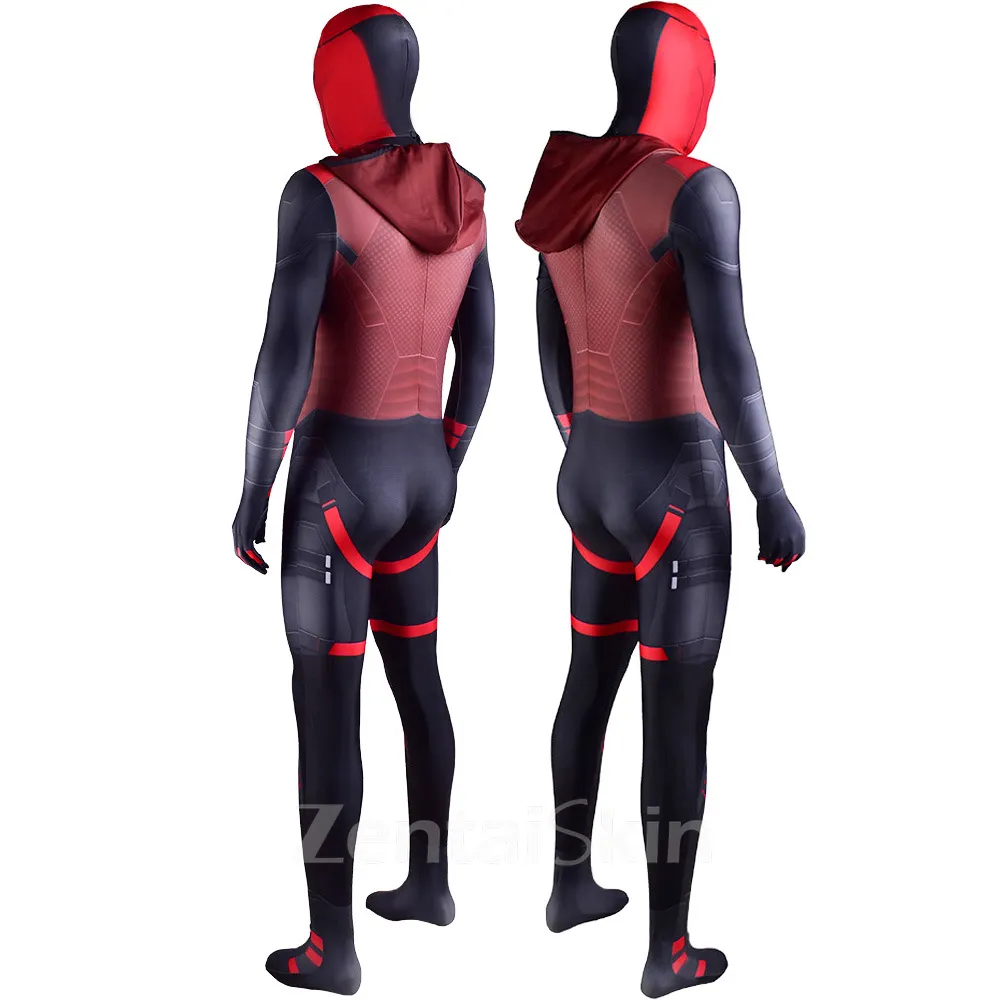 Second Skin DC Gotham Knights Red Hood Cosplay Zentai Costume Tights Cosplay Zentai Halloween Costumes Stage Show Costumes