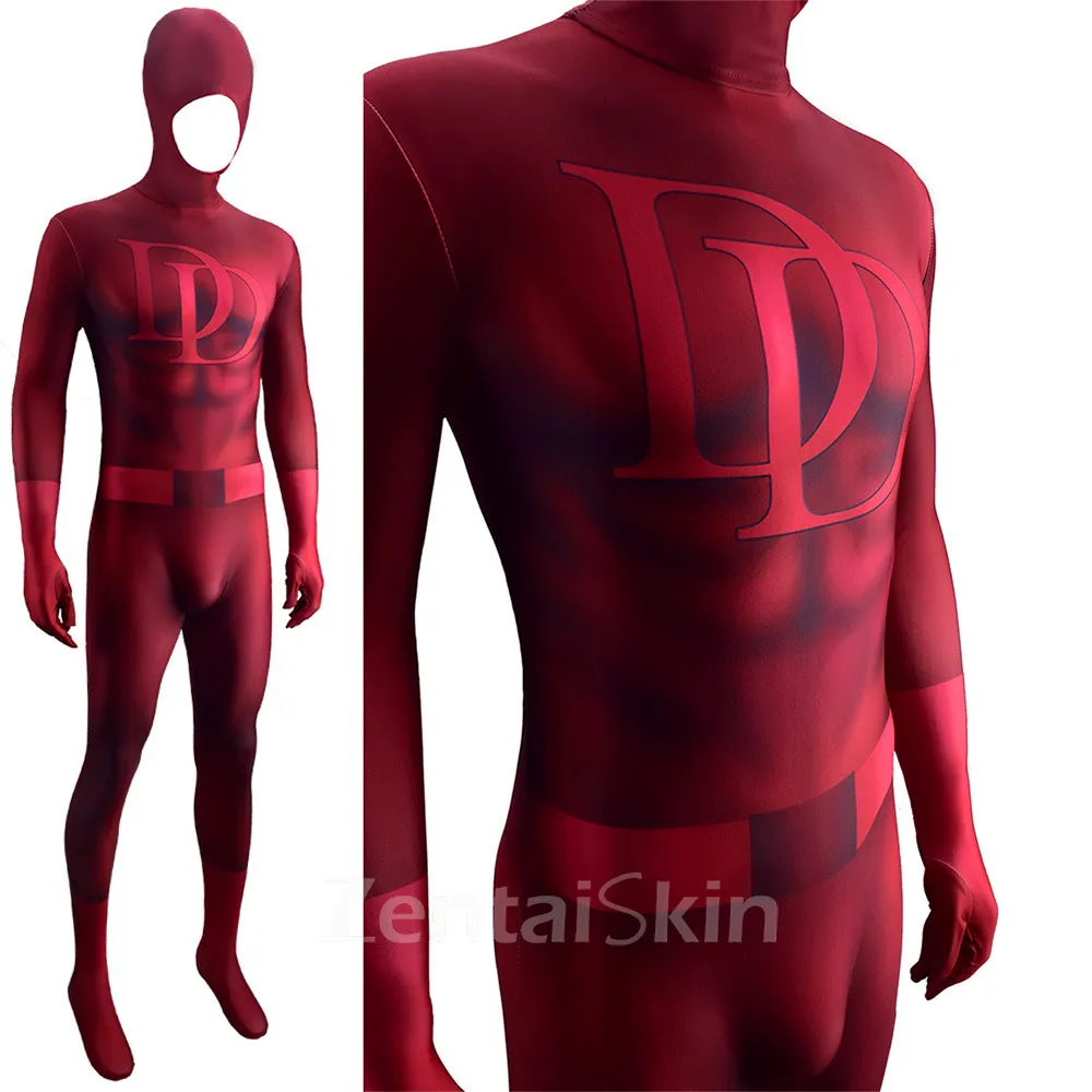Second Skin Daredevil Cosplay Zentai Jumpsuit Halloween Cos Show Costumes