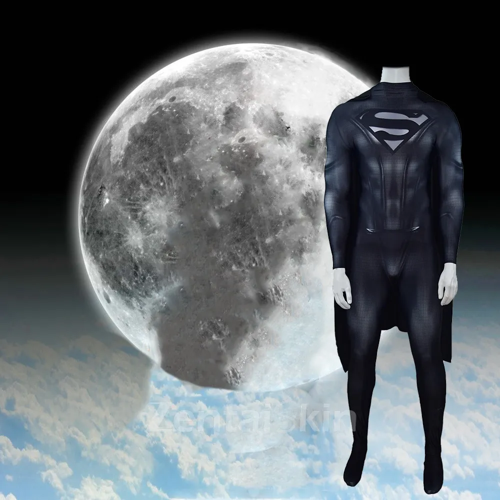 Second Skin Man of Steel Cosplay Zentai Costume Black Man of Steel Costume Halloween Costume Cosplay Zentai Anime Tights