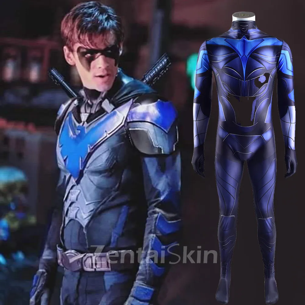 Second Skin DC Gotham Knights Nightwing Titan Costume Cosplay Zentai Cosplay Costume Halloween Costume Costume