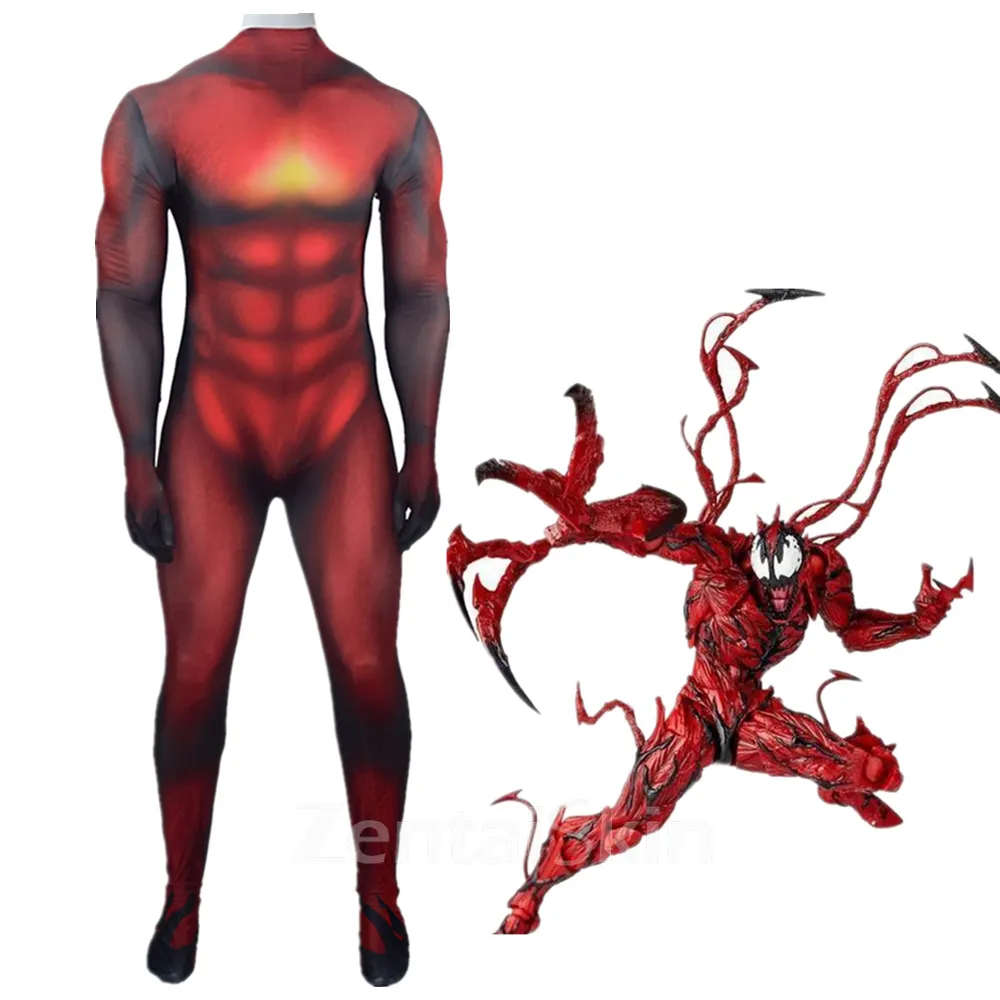 Second Skin Venom Slaughter Carnage Muscle Tights Cosplay Zentai Costume Anime Cosplay Zentai Halloween Stage Costumes