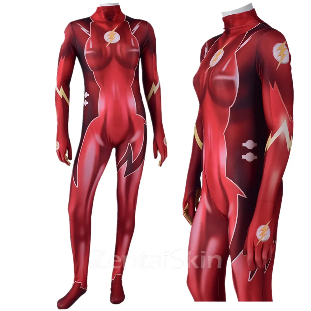 Second Skin the Flash Lightning Female Character Stage Costumes Halloween Cosplay Zentai Costumes