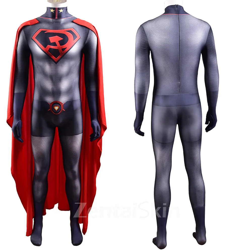 Second Skin Superman Red Son Cosplay Zentai Superman Tights Halloween Costume