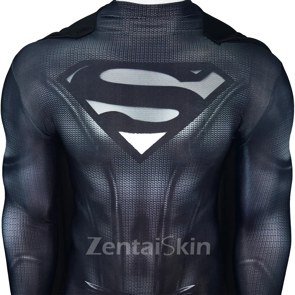 Second Skin Man of Steel Cosplay Zentai Costume Black Man of Steel Costume Halloween Costume Cosplay Zentai Anime Tights