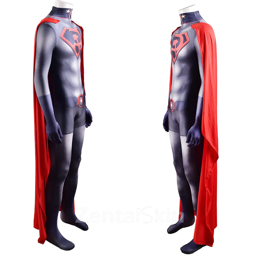 Second Skin Superman Red Son Cosplay Zentai Superman Tights Halloween Costume