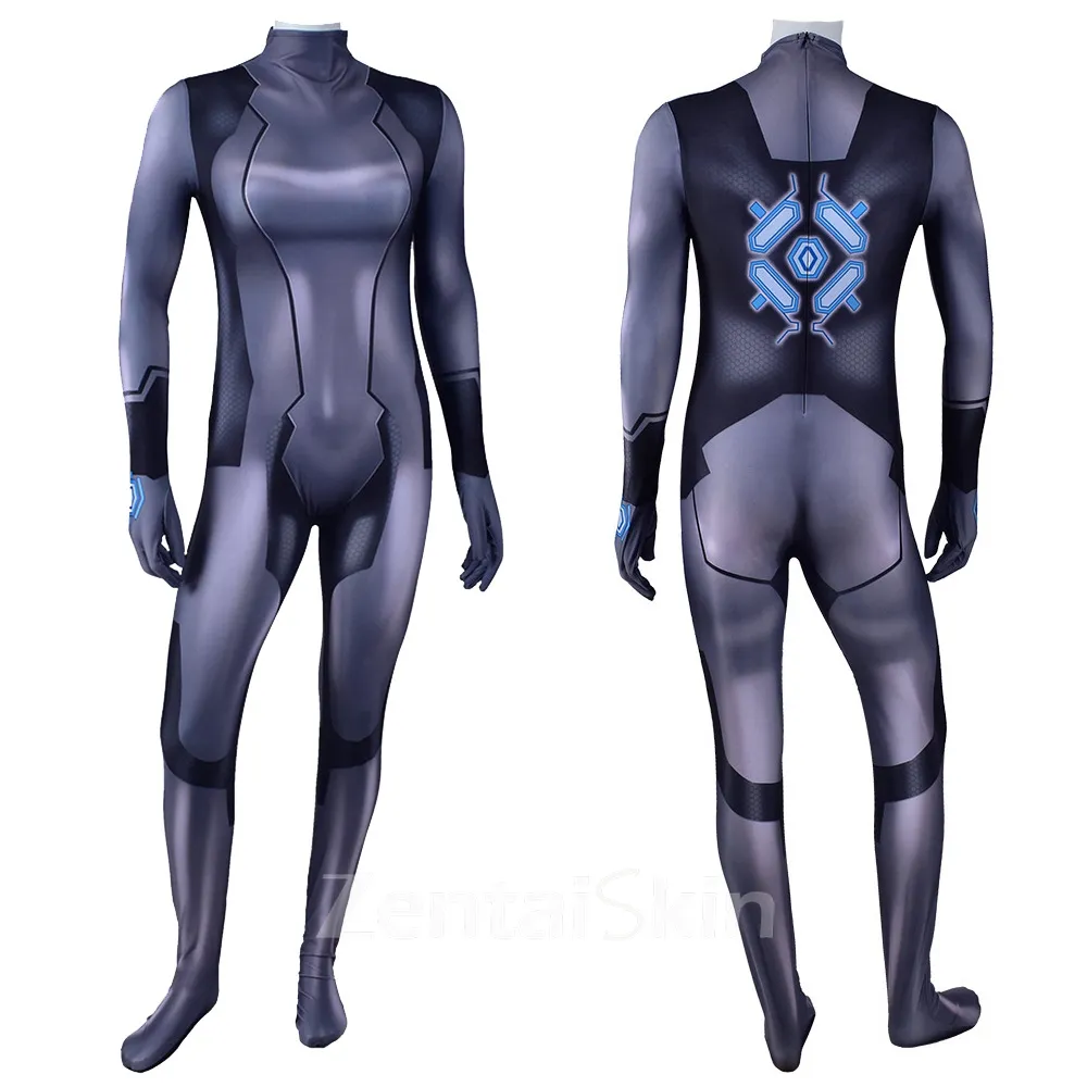 Second Skin Black Version of Metroid Samus Alan\'s Tights Samus Aran Game Cosplay Zentai Costume