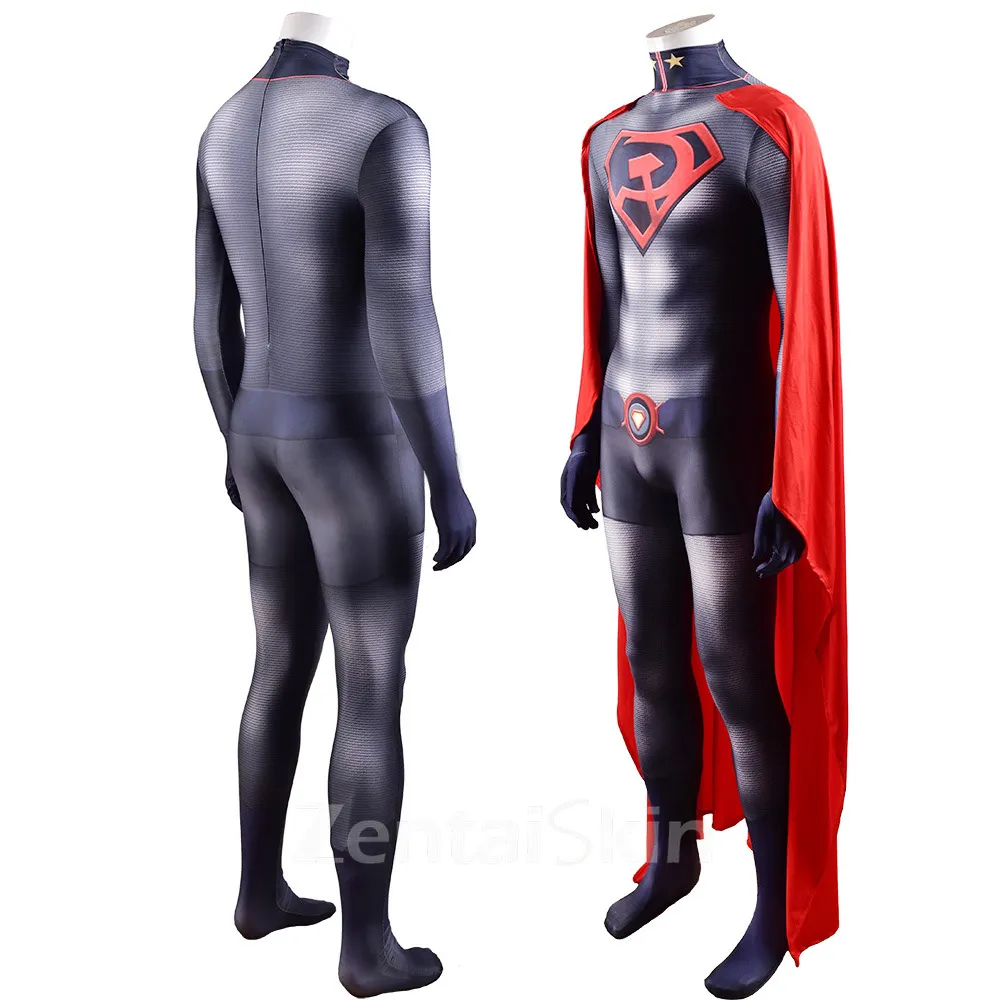 Second Skin Superman Red Son Cosplay Zentai Superman Tights Halloween Costume