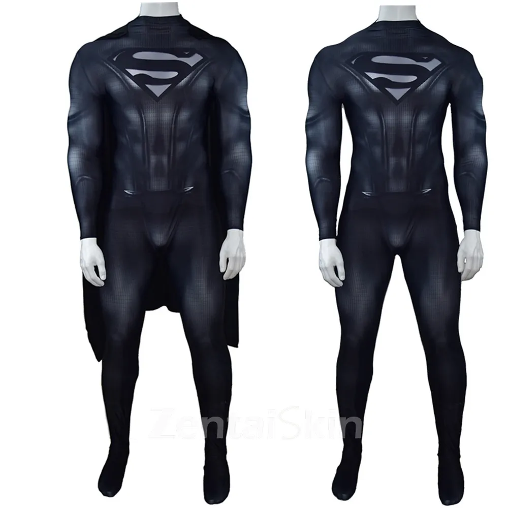 Second Skin Man of Steel Cosplay Zentai Costume Black Man of Steel Costume Halloween Costume Cosplay Zentai Anime Tights