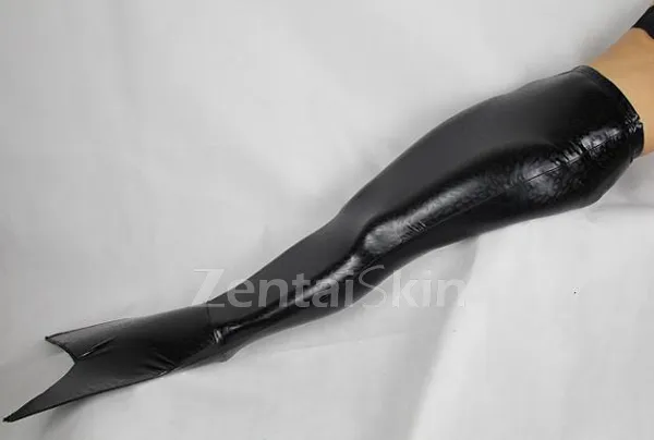 Second Skin Black Mermaid Tail Wet Look Shiny Spandex Costumes Halloween Costume