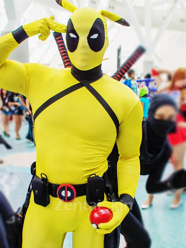 Halloween Deadpool Pokemon Pikachu Cosplay Costume Second Skin Full Body Zentai Suit Catsuits