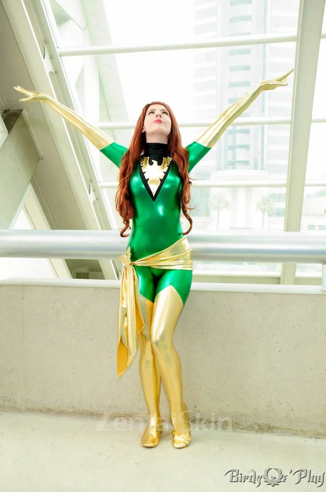 Halloween X-men Dark Phoenix Jean Grey Costume Superhero Zentai Catsuit Skinsuit Second-skin Costume