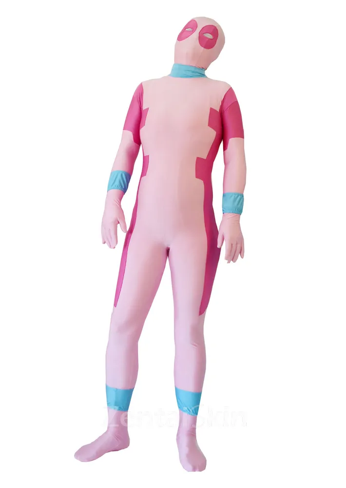 Pink Deadpool Cosplay Costumes Second Skin Full Body Superhero Zentai Costume