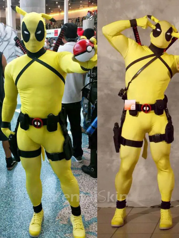 Halloween Deadpool Pokemon Pikachu Cosplay Costume Second Skin Full Body Zentai Suit Catsuits