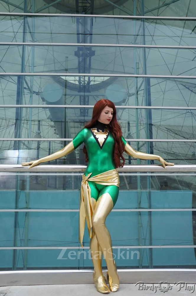 Halloween X-men Dark Phoenix Jean Grey Costume Superhero Zentai Catsuit Skinsuit Second-skin Costume