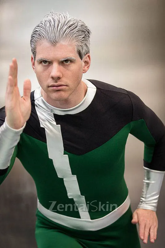 X-men Quicksilver Cosplay Costume Green Zentai Catsuits Second Skin Clothing