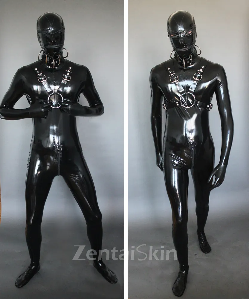 Second Skin Fullbody Catsuit Solid Latex Wetlook Skin Suit