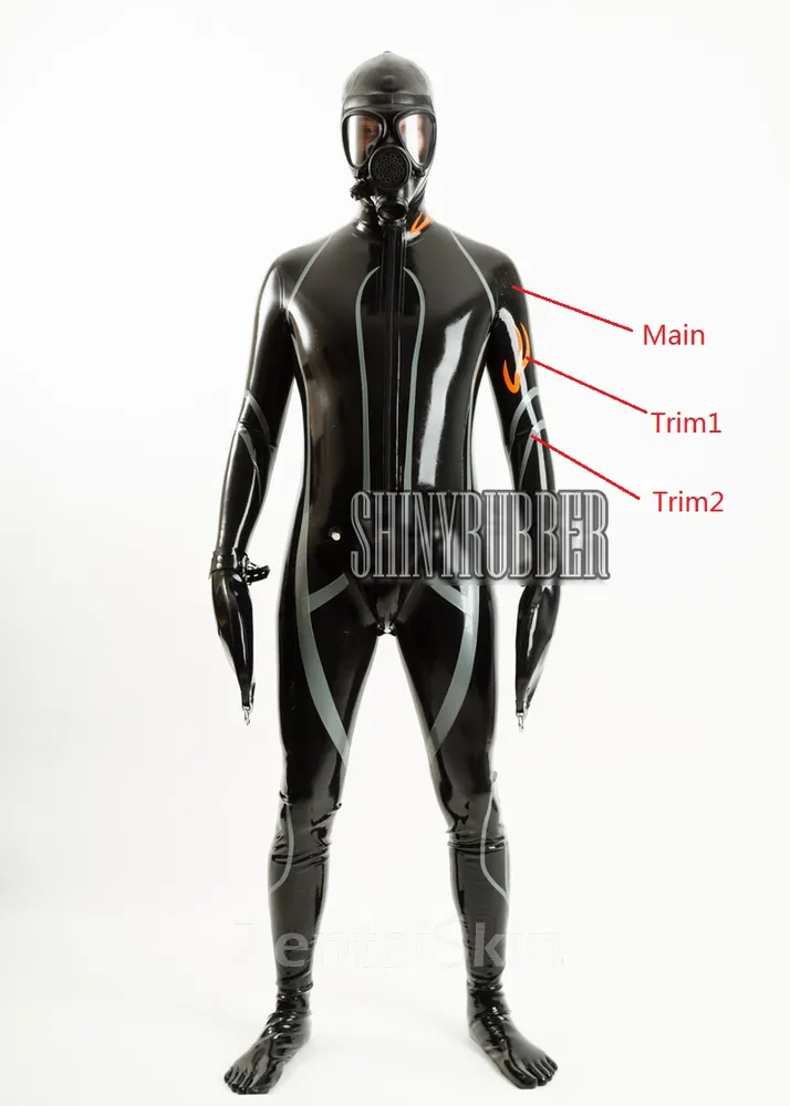 Second Skin Long-sleeved Mitten Codpiece Latex Catsuit